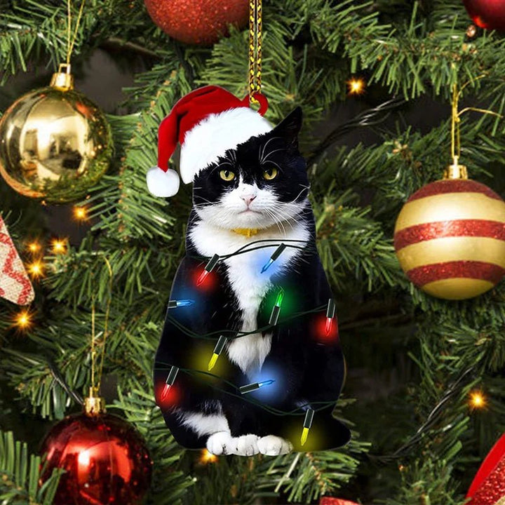 Lisslune | Acrylic Black Cat Christmas Ornaments Set – Adorable Tree Pendants for Weddings, Parties, and Festive Home Décor