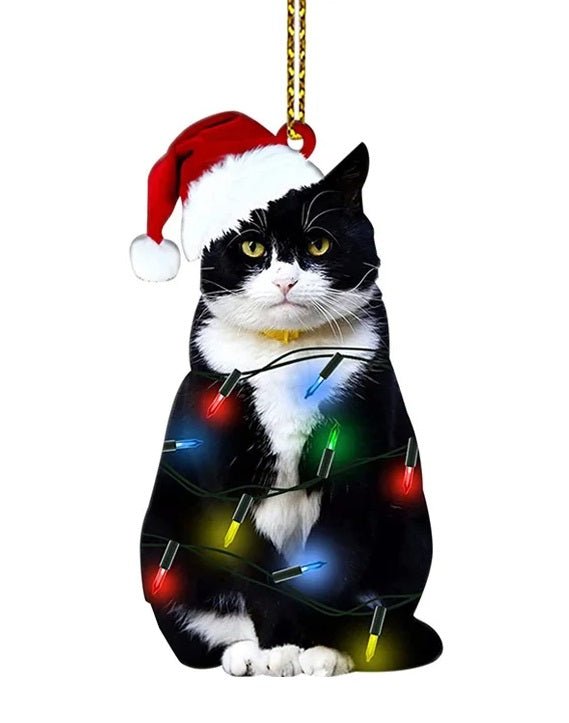 Lisslune | Acrylic Black Cat Christmas Ornaments Set – Adorable Tree Pendants for Weddings, Parties, and Festive Home Décor