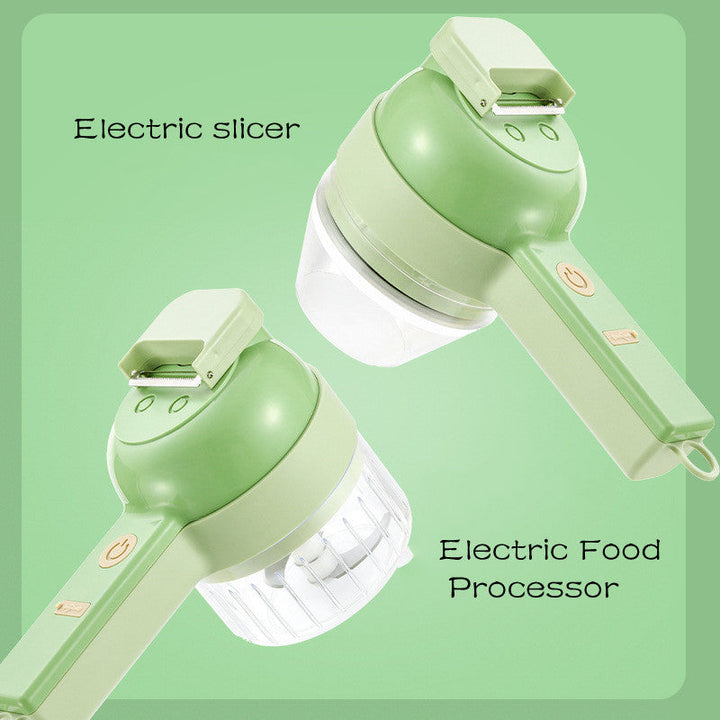 Lisslune | 4In1 Electric Vegetable Cutter Set Portable Cordless Electric Garlic Chopper Food Hacker Meat Grinder Machine Food Peeling Cutting