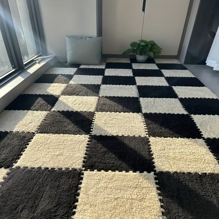 Rynx | 40-piece Thickened Modern Plush Carpet] 40-piece Modern Plush Patchwork Thickened Carpet for Bedroom, Living Room, Wardrobe, Renovation of Rental Apartments, Suitable for All Seasons