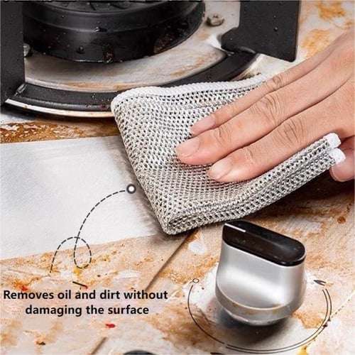 Lisslune | 10 pieces multifunctional cleaning cloth – powerful metal wire fabric for effortless stain removal