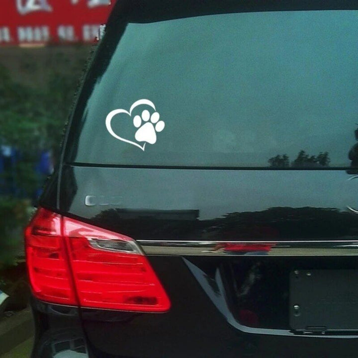 Lisslune | Beautiful Heart & Paw Print Car Sticker