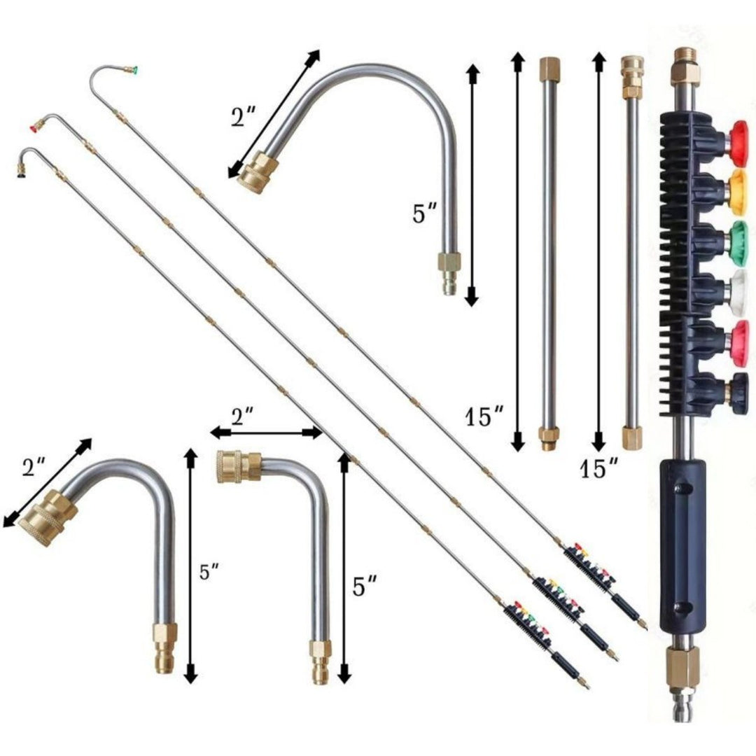 Lisslune | 4000 PSI Telescoping High Pressure Washer Wand Set for Gutter & Roof Drainage & Walls Cleaning