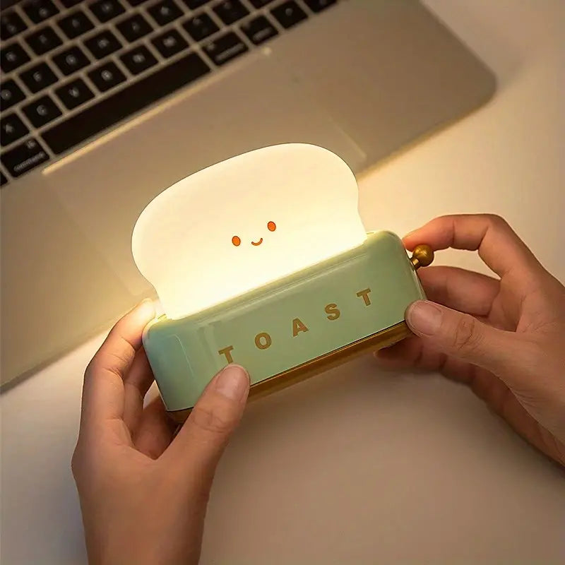 Lisslune | Shaded Nightstand Lamp – Kawaii Toast LED Lamp for Cozy Lighting
