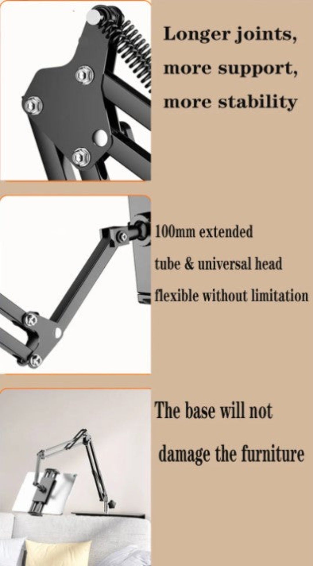 Lisslune | Royaleva BedMate 360° Rotating Device Holder - Hands-Free Mobile & Tablet Stand