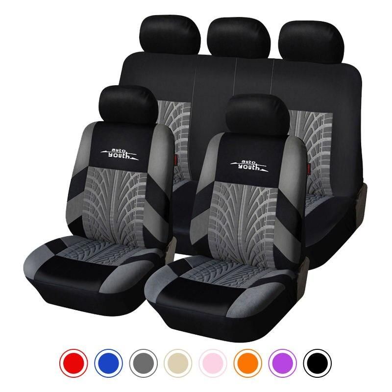Lisslune | Universal Fit Embroidered Car Seat Cushions with Tire Track Detail