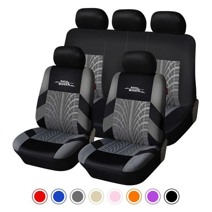 Lisslune | Universal Fit Embroidered Car Seat Cushions with Tire Track Detail