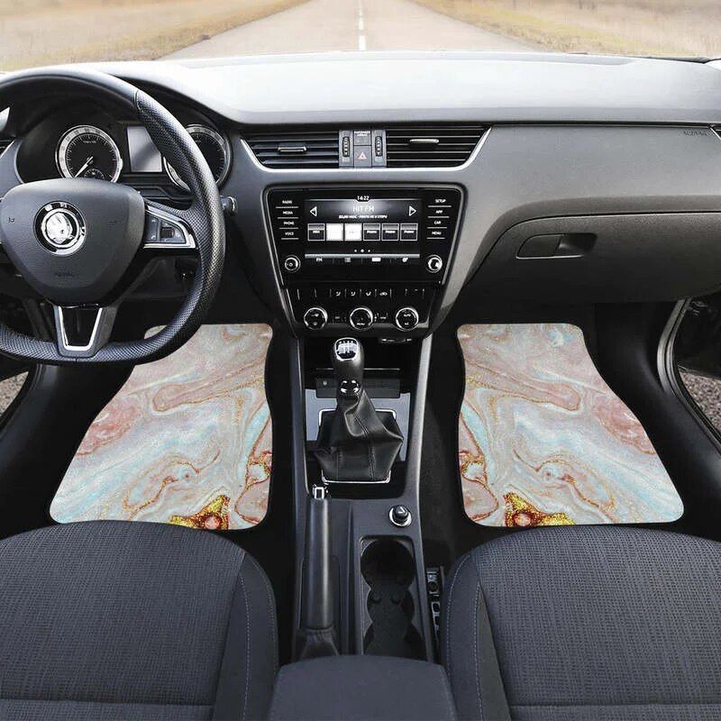 Lisslune | Luxe Pink Gold Floating Marble Car Mat (Full Set of 4)