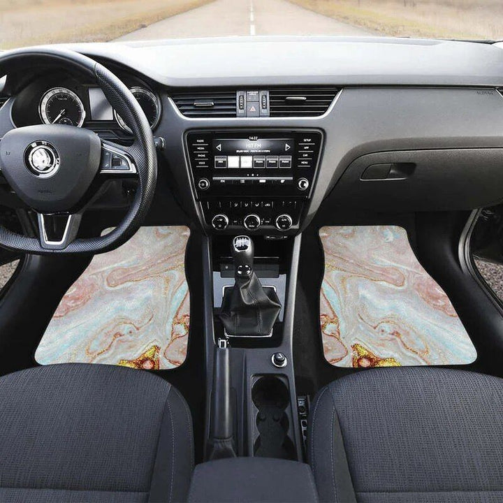 Lisslune | Luxe Pink Gold Floating Marble Car Mat (Full Set of 4)