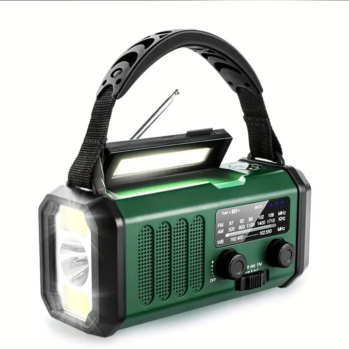 Lisslune | Solar emergency radio with power bank – crank radio with LED flashlight for camping & outdoor