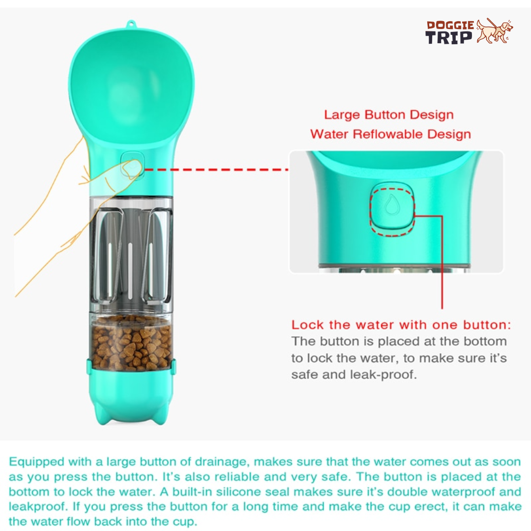 Lisslune | 3 in 1 dog water bottle & food dispenser