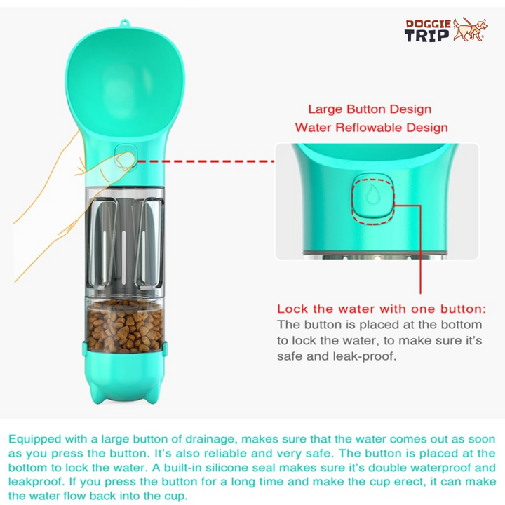 Lisslune | 3 in 1 dog water bottle & food dispenser