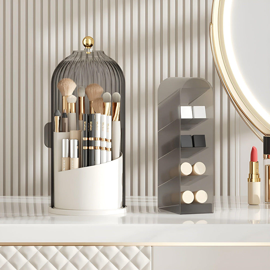 Lisslune | Beauty SpinMate – 360° Rotating Makeup Brush Holder & Cosmetic Organiser with Dustproof Lid