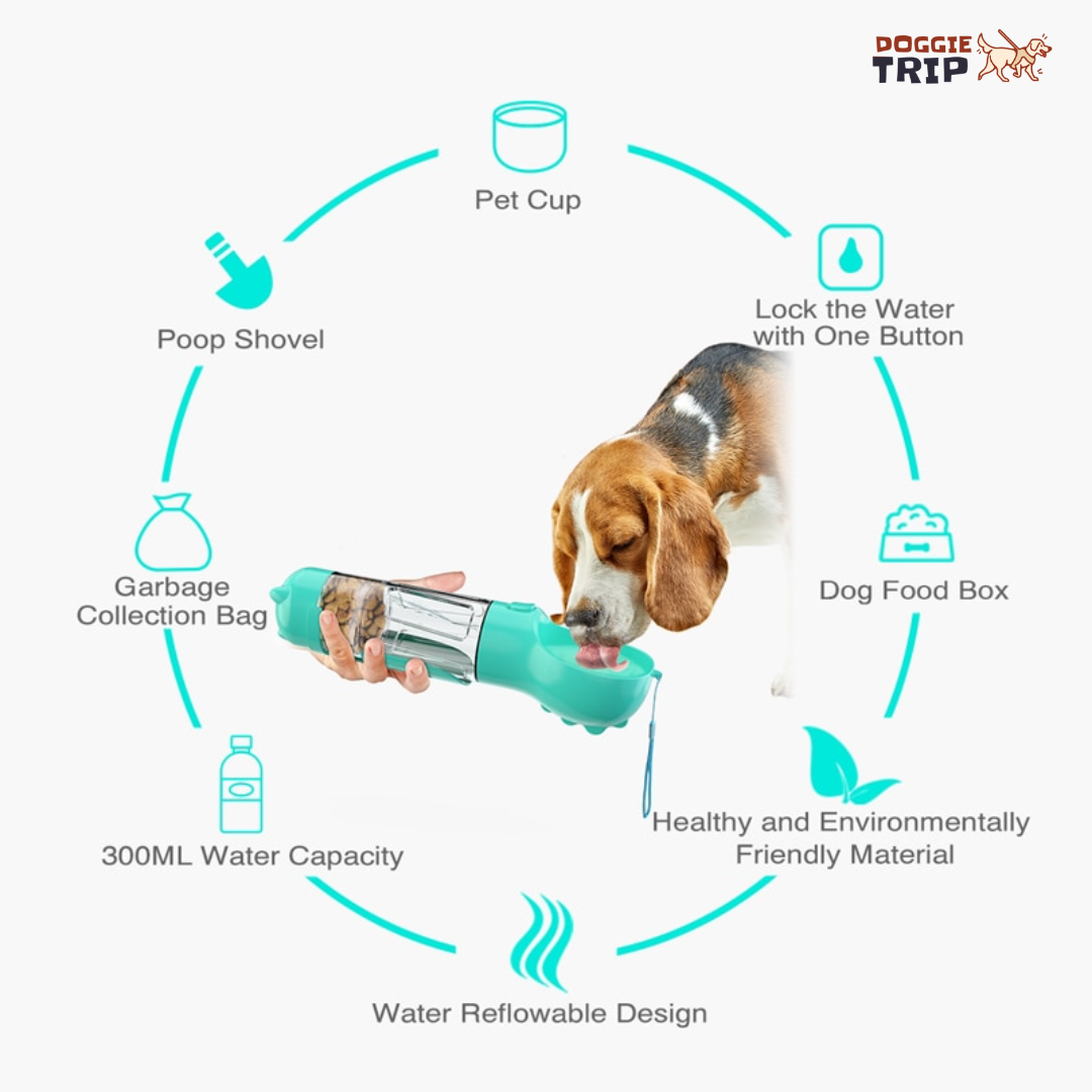 Lisslune | 3 in 1 dog water bottle & food dispenser