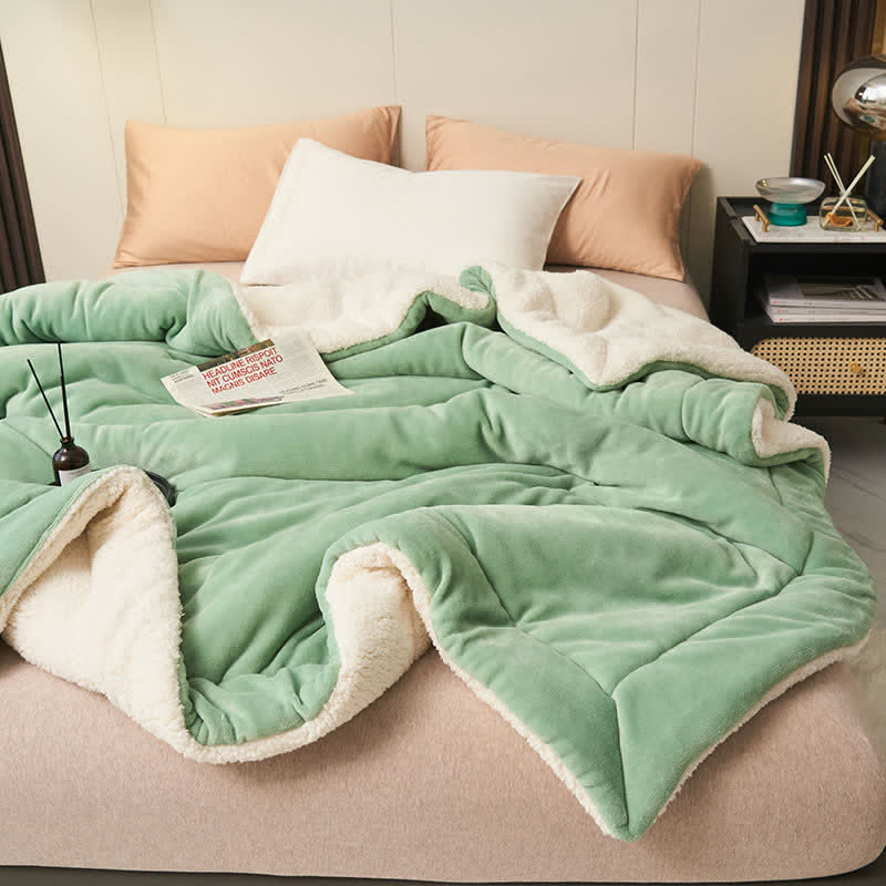 Lisslune | Solid thick double-sided velvet cube blanket