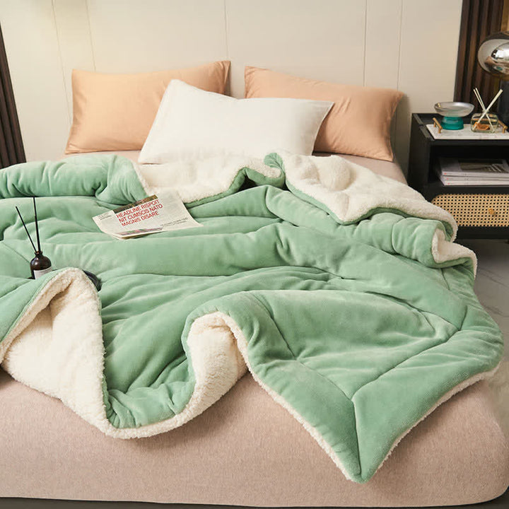 Lisslune | Solid thick double-sided velvet cube blanket