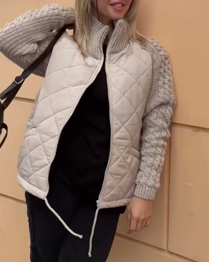 Lisslune | Solid Color High Collar Zipper Coat