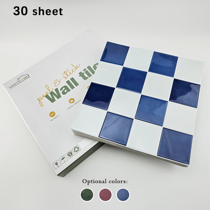 Rynx | 10/30 pieces self-adhesive tile] 10/30 pieces self-adhesive bathroom wall tile, self-adhesive kitchen splash, 10.5 inches * 10.5 inches waterproof and oil-resistant splash guard, easy-to-apply adhesive for kitchen, bathroom, walls & RVs