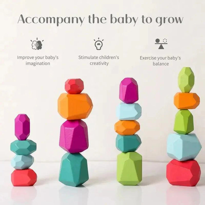 Lisslune | Colorful Wooden Building Blocks Set for Creative Learning and Logical Development