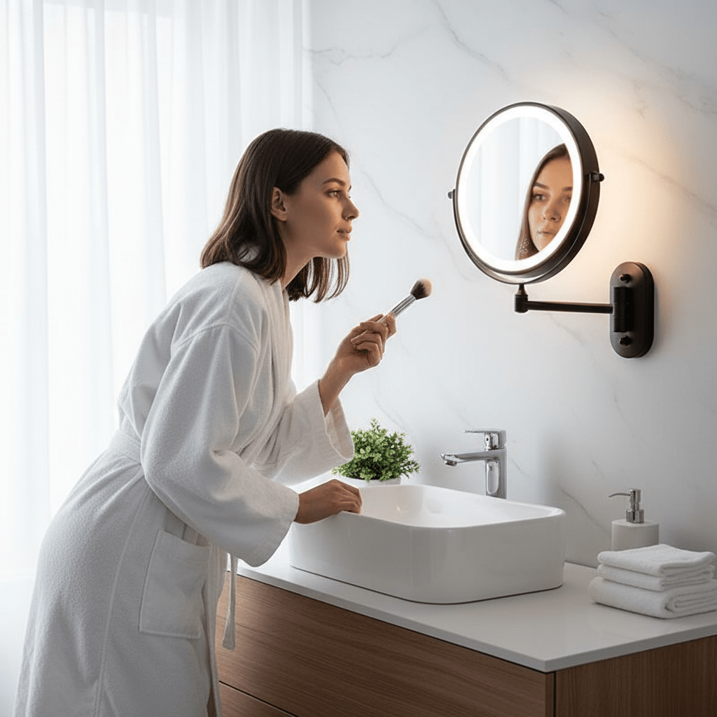 Lisslune | LED magnifying mirror with adjustable lighting and rechargeable battery
