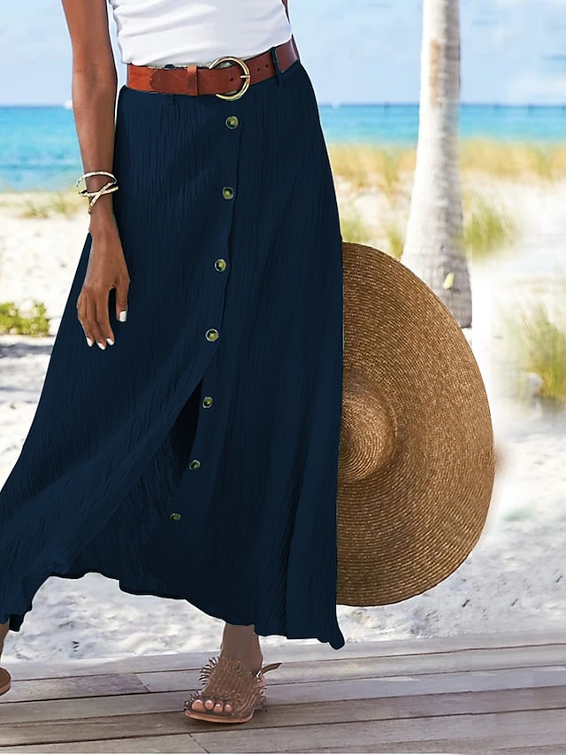 Lisslune | Elegant Long Linen Skirt for Women