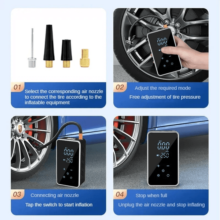 Lisslune | AirMax Touch – Portable electric air pump with touchscreen & 150 PSI