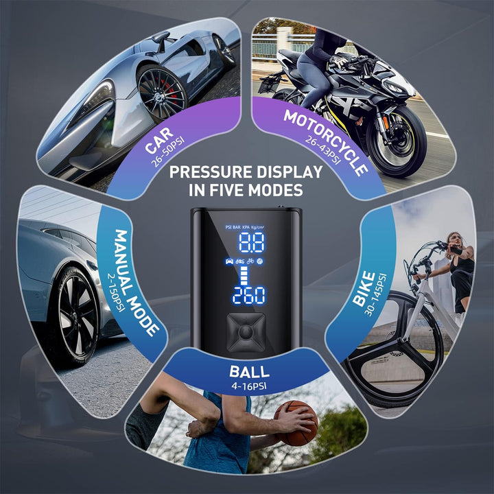 Lisslune | LumenPump Air Compressor – Cordless Tyre Pump for Quick & Efficient Car Tyre Inflation Anywhere