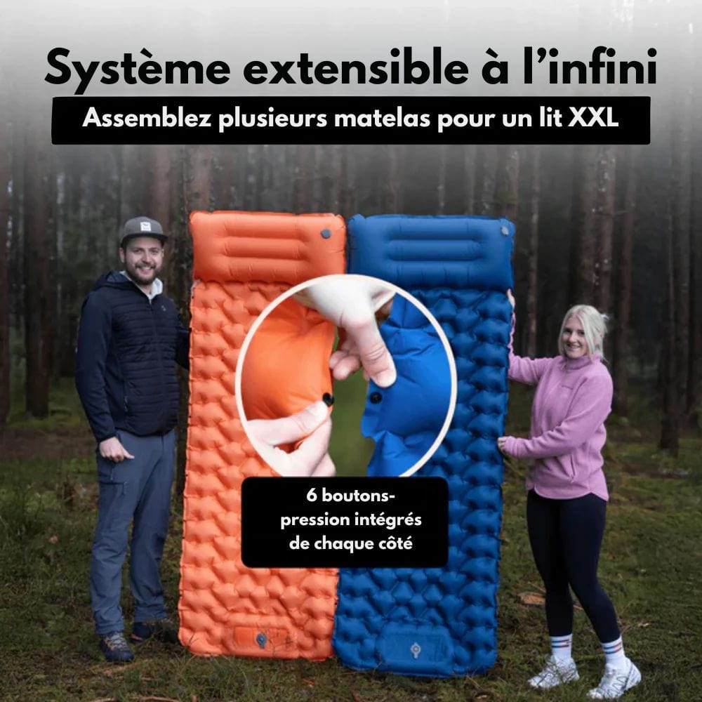 Lisslune | AirTrek Mat – Inflatable Camping Mattress with Foot Pump & Built-In Pillow