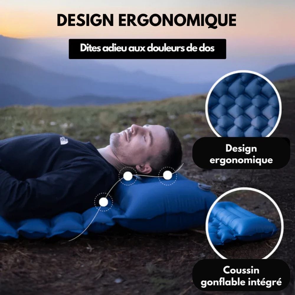 Lisslune | AirTrek Mat – Inflatable Camping Mattress with Foot Pump & Built-In Pillow