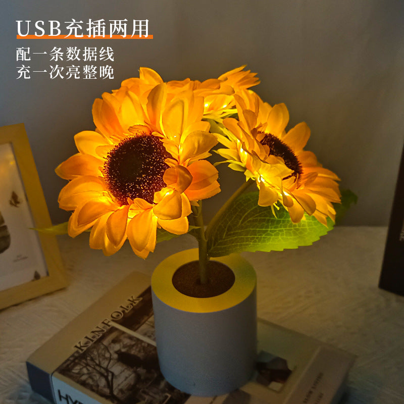 Lisslune | LED Sunflower Table Lamp - Decorative Lighting Fixture for Home Decor & Nightstand Use