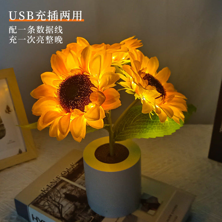 Lisslune | LED Sunflower Table Lamp - Decorative Lighting Fixture for Home Decor & Nightstand Use
