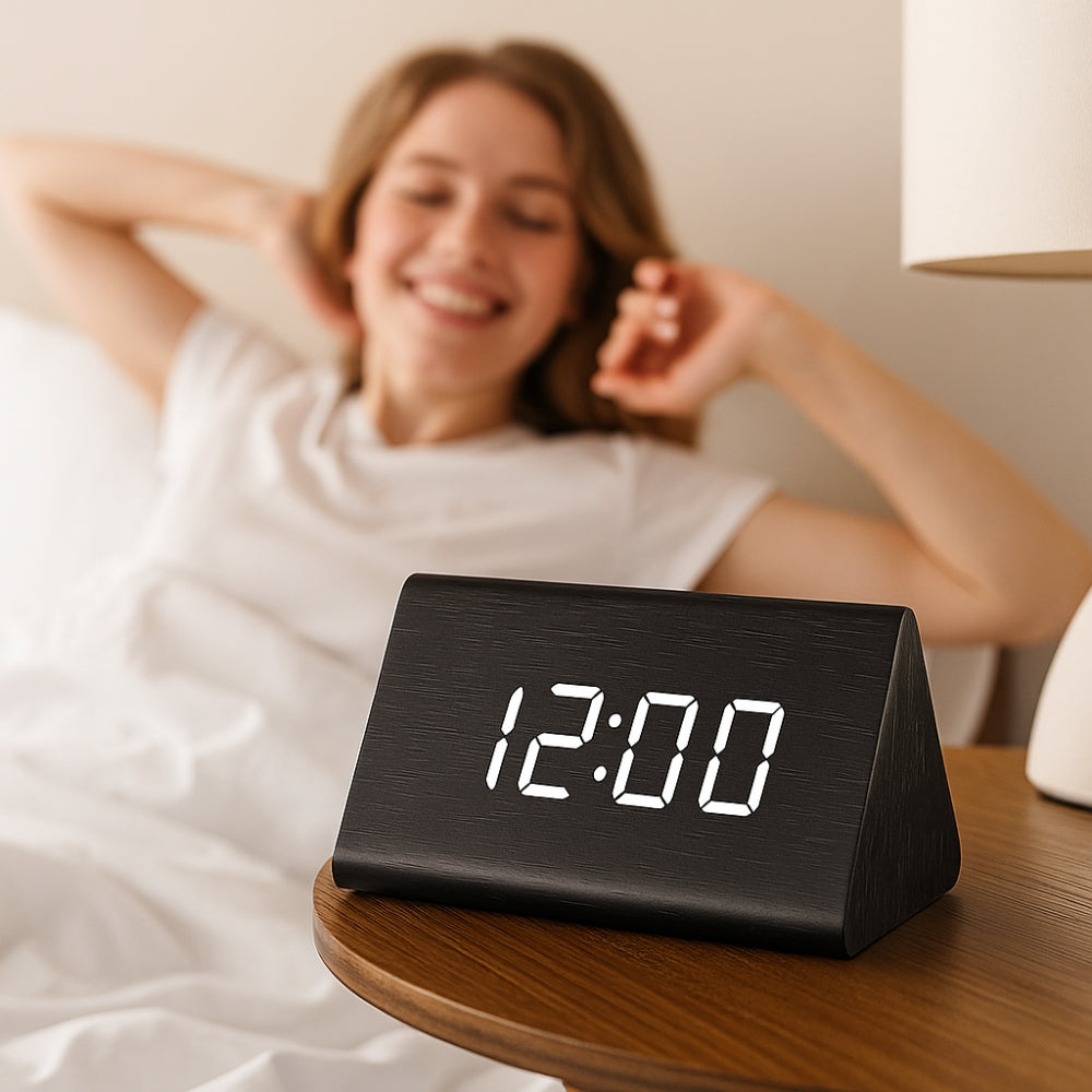 Lisslune | Elora Wooden LED Alarm Clock Digital Display