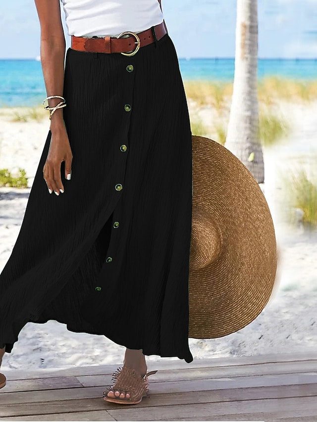 Lisslune | Elegant Long Linen Skirt for Women
