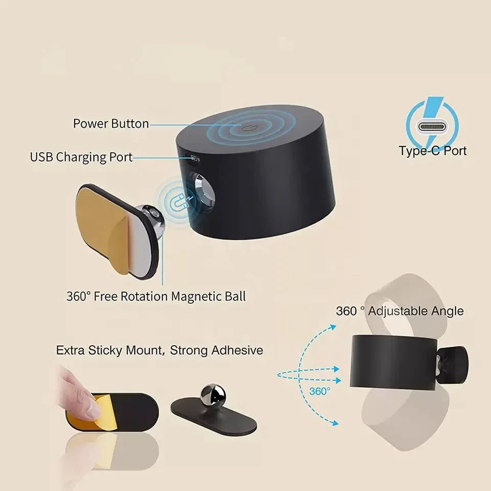Lisslune | ZENLAMP – Wireless 360° Rotating LED Lamp for Flexible Lighting