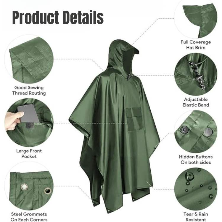 Lisslune | All-Terrain Trek Poncho | Waterproof, Packable & Lightweight for Outdoor Adventures and Emergency Preparedness