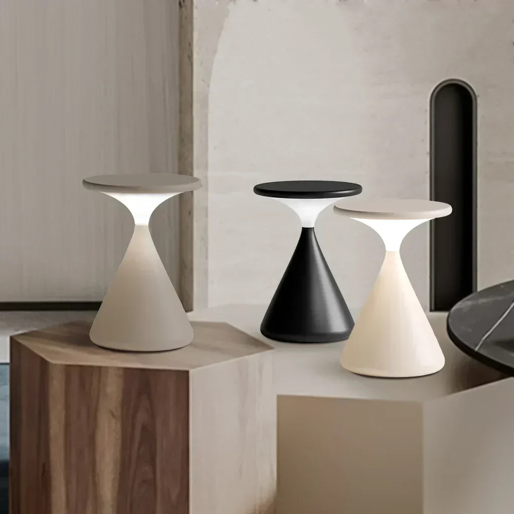 Lisslune | Aeron Hourglass Cordless LED Table Lamp – Rechargeable, Dimmable, Modern Design