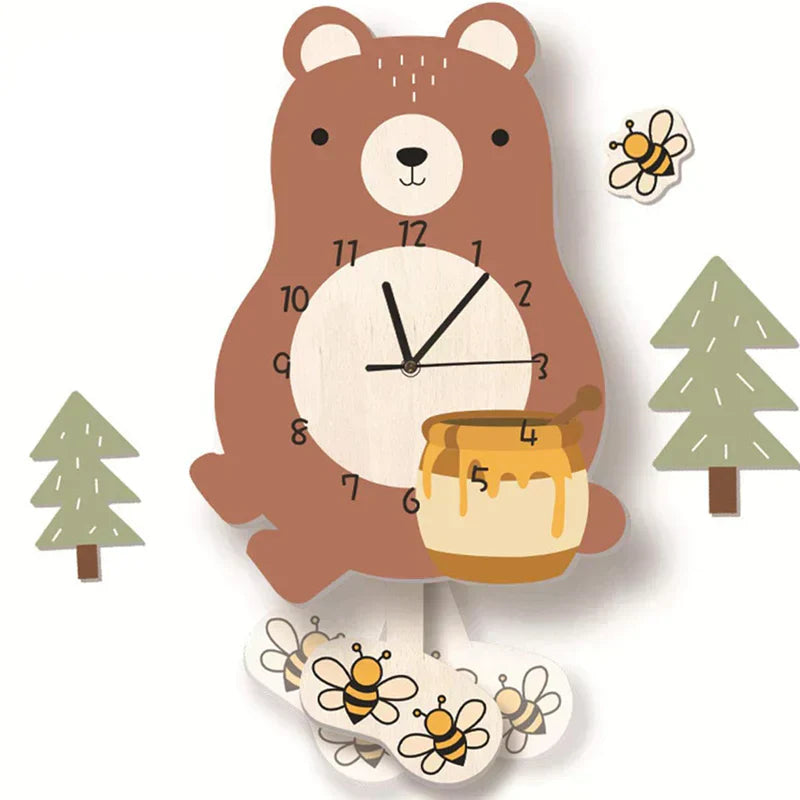 Lisslune | Wall Clock - ZooTime - Cute Animal Design - Perfect for Children's Room