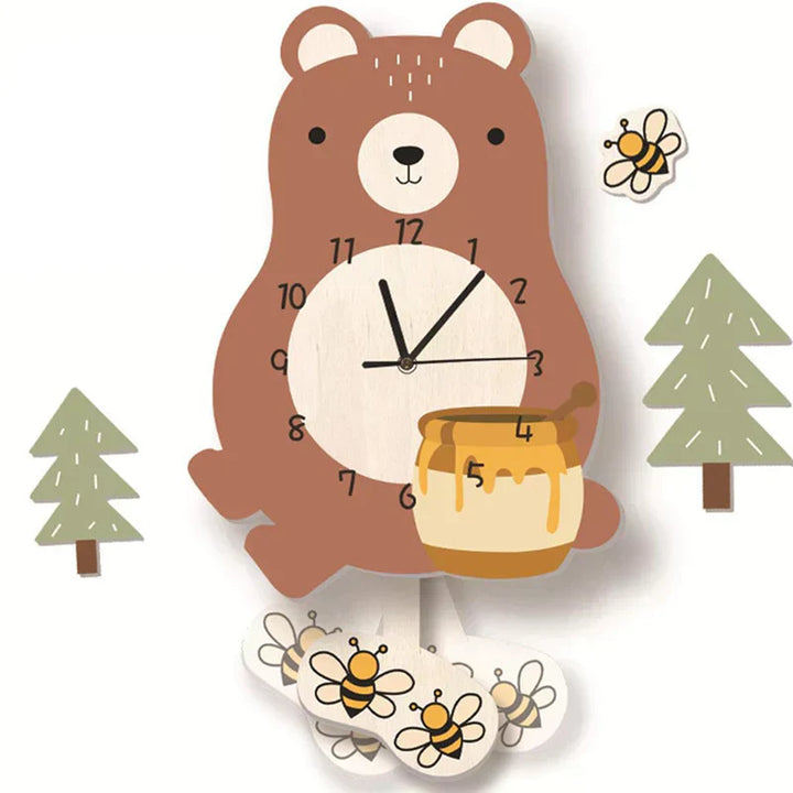 Lisslune | Wall Clock - ZooTime - Cute Animal Design - Perfect for Children's Room