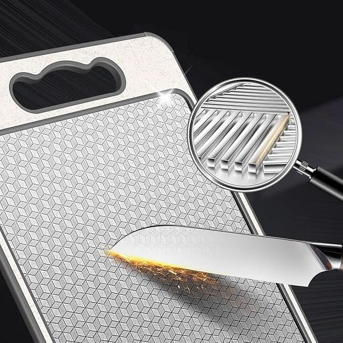 Lisslune | Dual-Sided Stainless Steel Cutting Board with Knife Sharpener