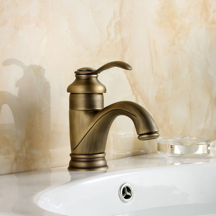 Lisslune | Antique Brass Tap Bathroom Fixtures Faucet Sink Mixer Tap