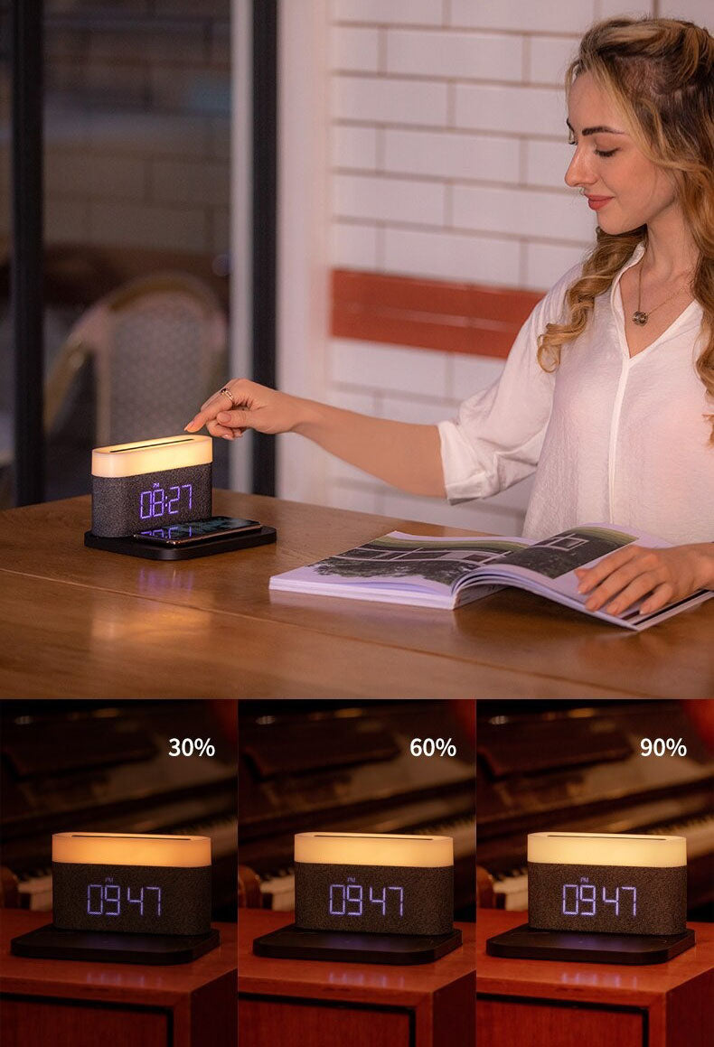 Lisslune | 3-in-1 Wireless Charger, LED Lamp & Digital Alarm Clock | Fast Charging Dock