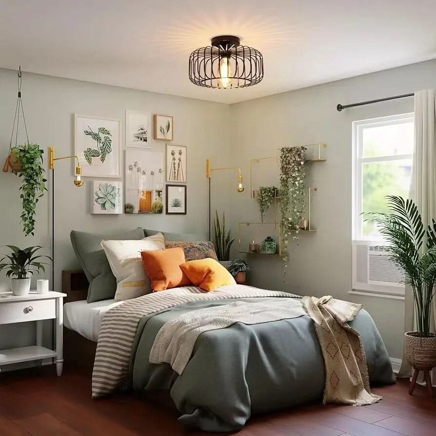 Lisslune | Modern Birdcage E26 Ceiling Light – Iron Flush Mount Fixture