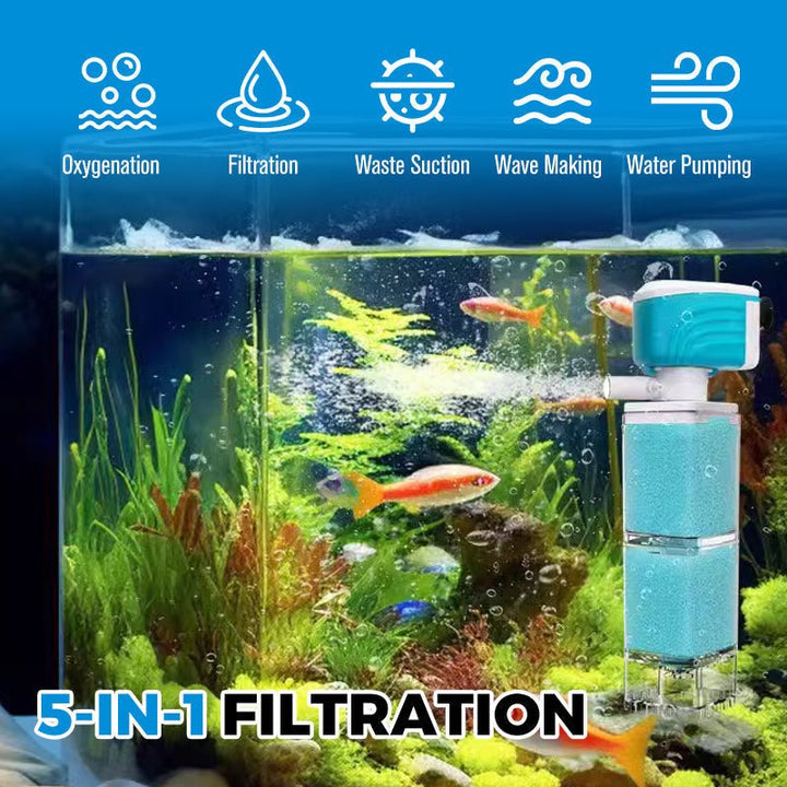 Lisslune | AQUAFLOW 5-IN-1 – Crystal-Clear Water & Automatic Cleaning for Aquariums
