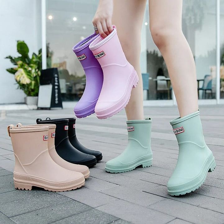 Lisslune | AquaStride 2.0 | Stylish Mid-Calf Waterproof Rain Boots for Women