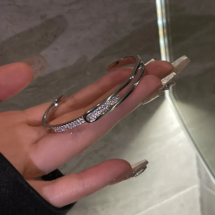 Lisslune | Open bracelet made of 925 sterling silver with zirconia