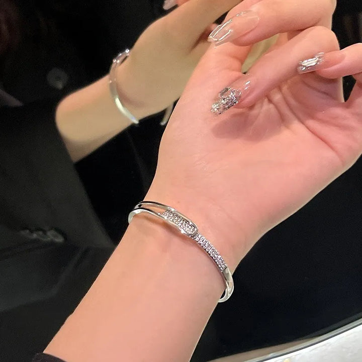 Lisslune | Open bracelet made of 925 sterling silver with zirconia
