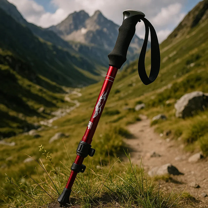 Lisslune | Adjustable Foldable Trekking Pole for Hiking, Backpacking & Outdoor Adventures - Lightweight Aluminum Design