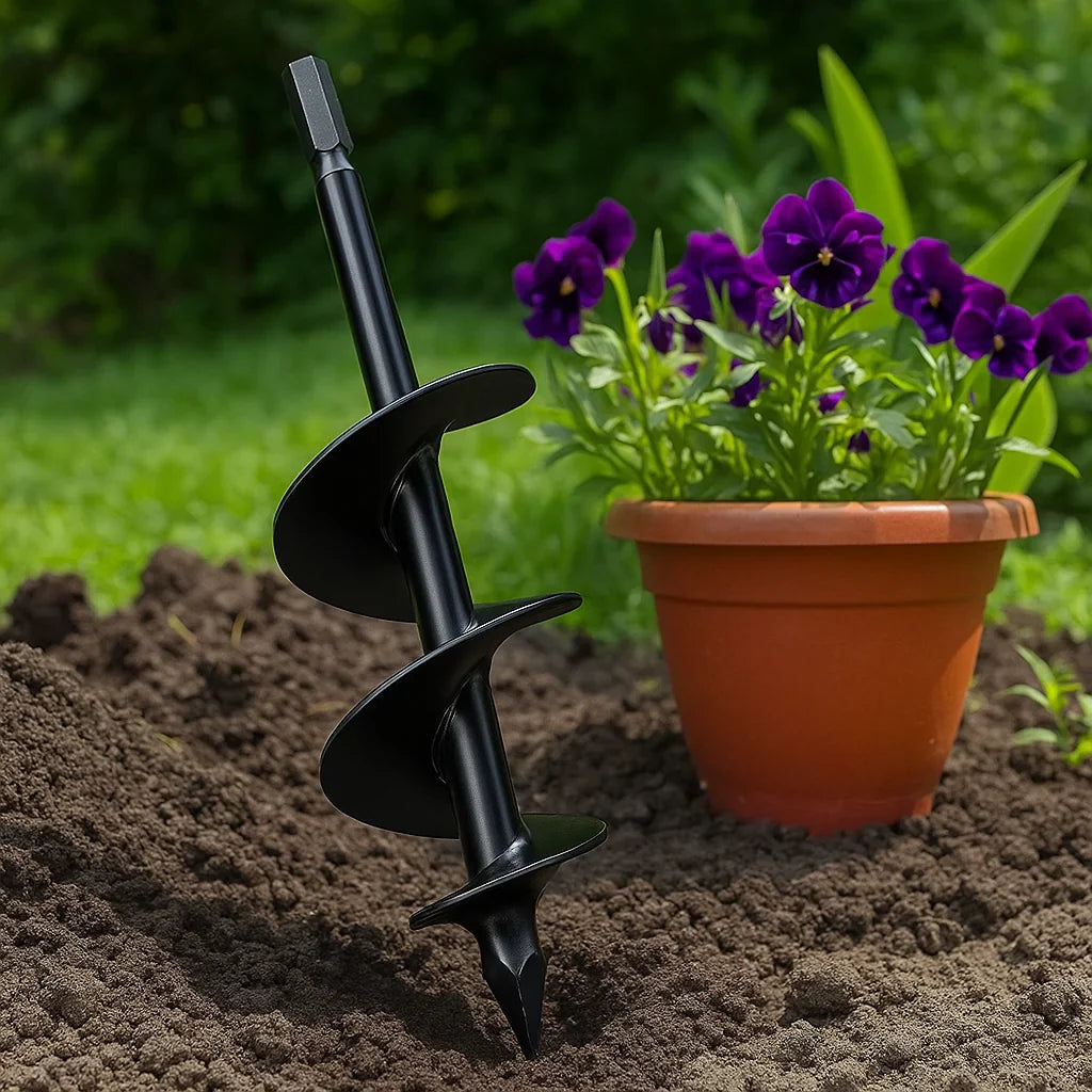 Lisslune | SoilBuster Garden Auger Drill Bit - 3-Inch Heavy-Duty Spiral Tool for Planting Bulbs, Flowers, and Vegetables