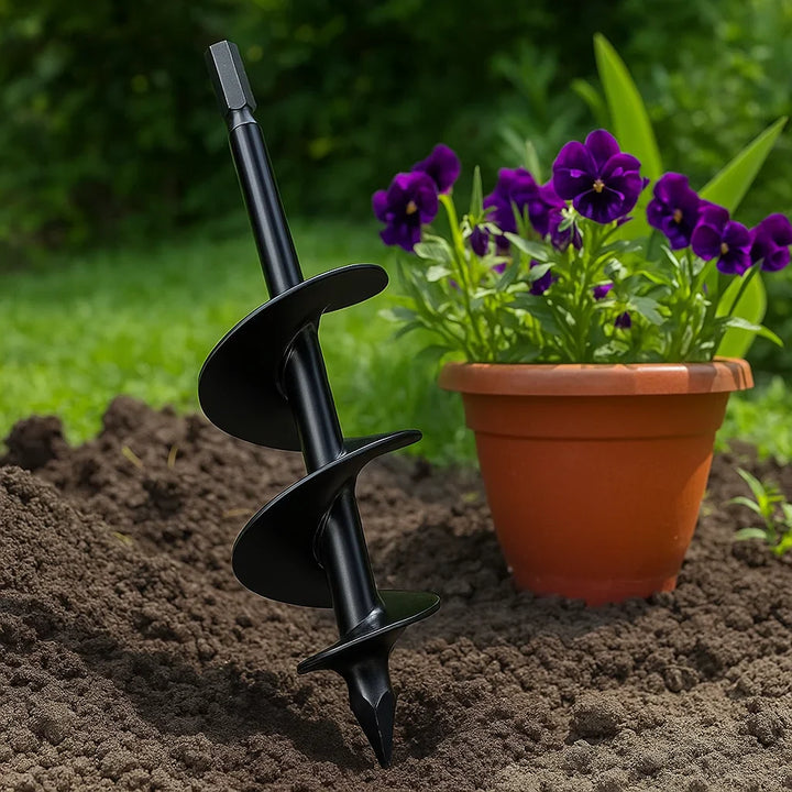 Lisslune | SoilBuster Garden Auger Drill Bit - 3-Inch Heavy-Duty Spiral Tool for Planting Bulbs, Flowers, and Vegetables