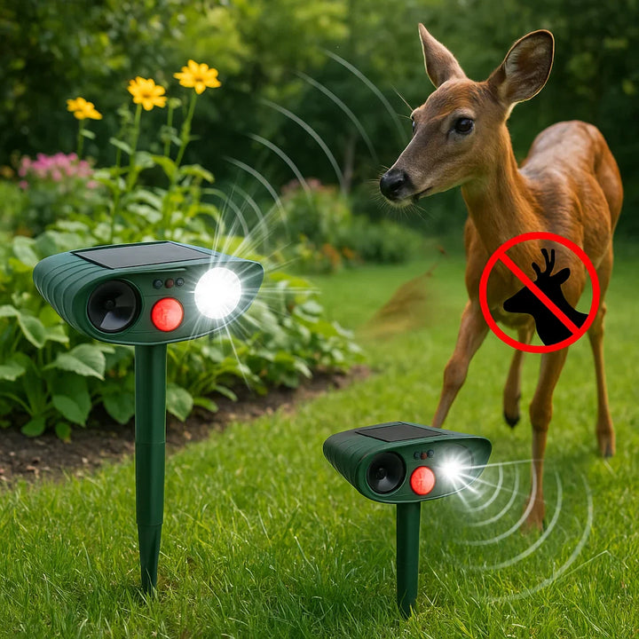 Lisslune | Solar-Powered Ultrasonic Deer Repeller - Effective Deer Deterrent for Gardens & Yards in 48 Hours
